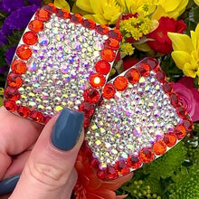 Load and play video in Gallery viewer, &#39;Perfect Pair&#39; Orange Colour Crystal Chaos Heavy Buckles (Made With Rhinestone)
