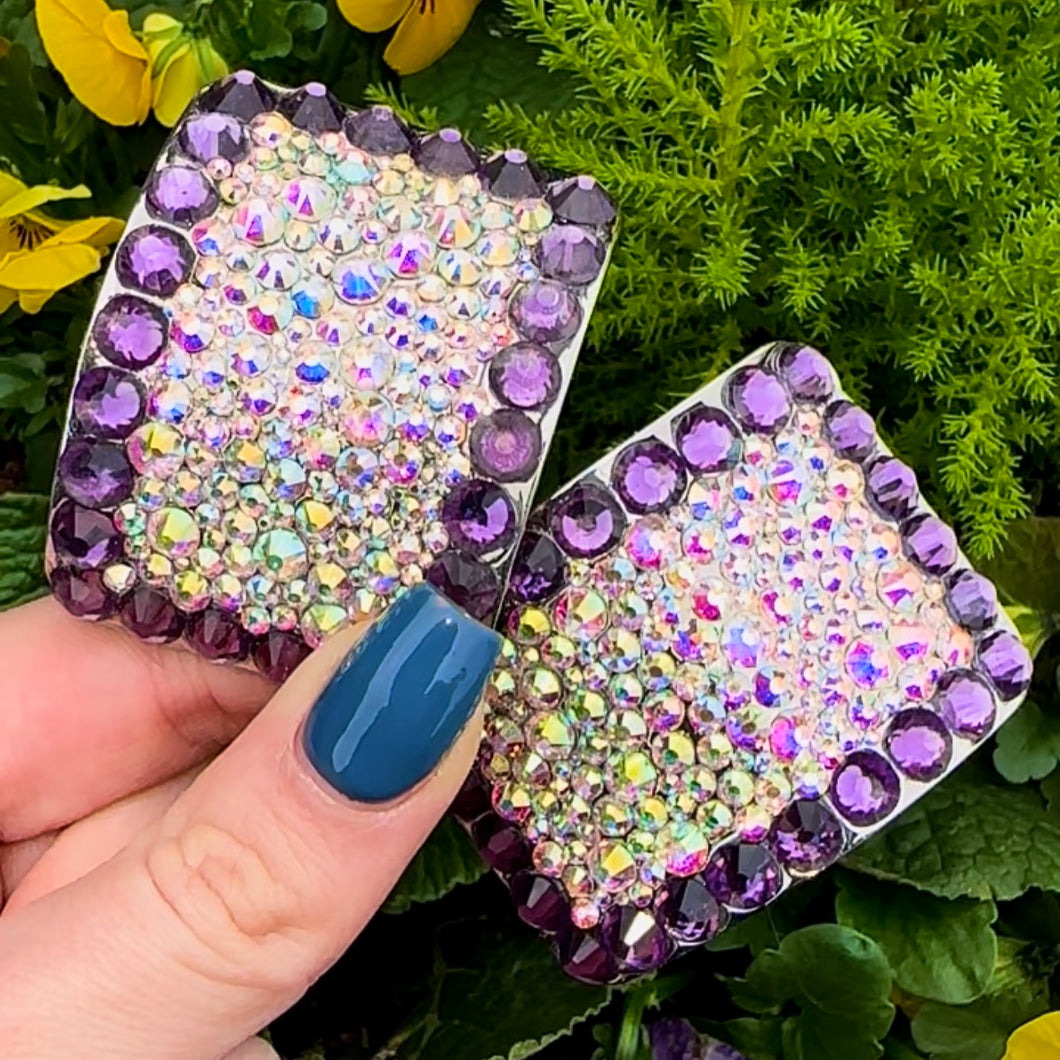 (READY TO SHIP) 'Perfect Pair' Purple Colour Crystal Chaos Heavy Buckles (Made With Rhinestone)