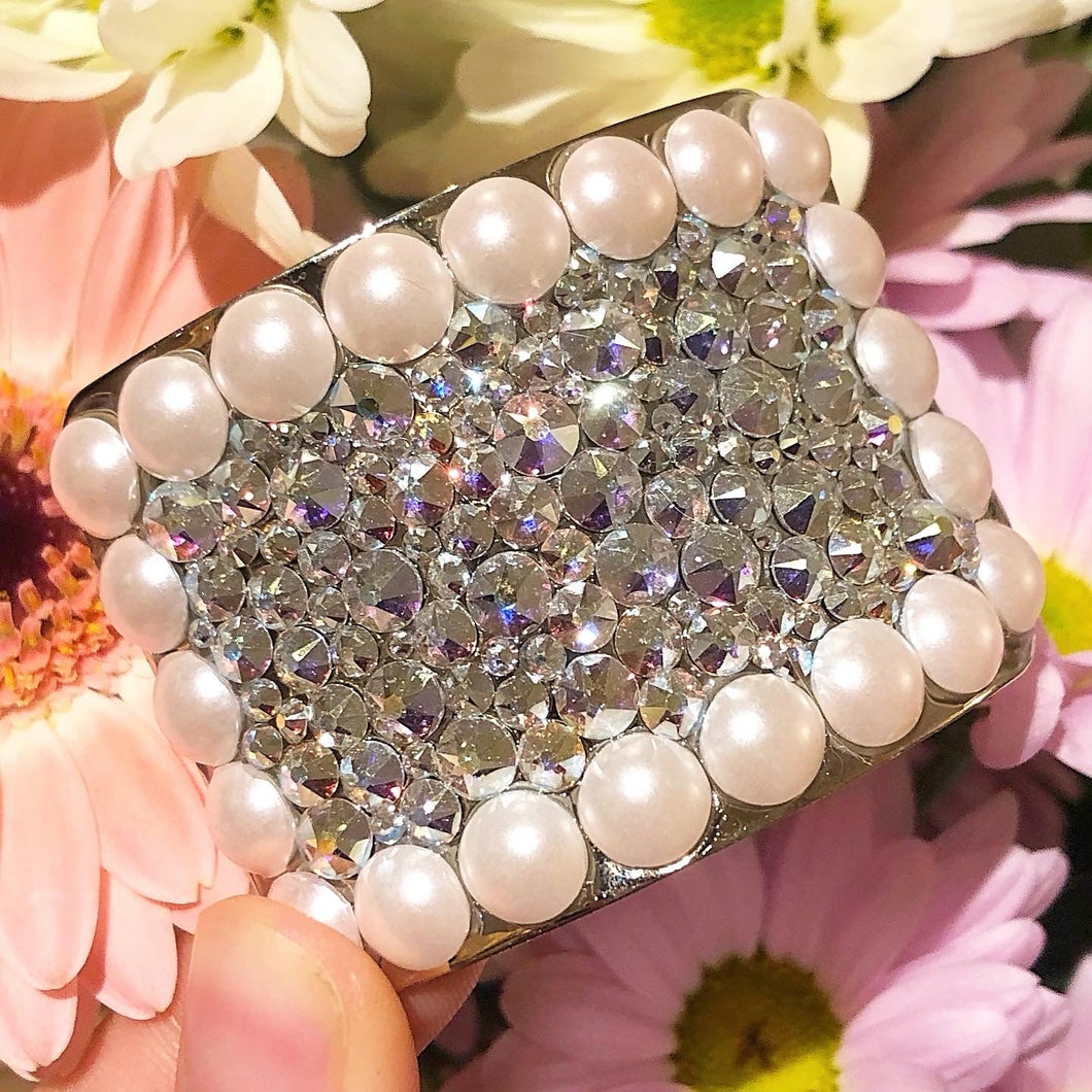 (READY TO SHIP) DISPLAY ‘Perfect Pearl’ Crystal Chaos Heavy Buckles (Made With Swarovski)
