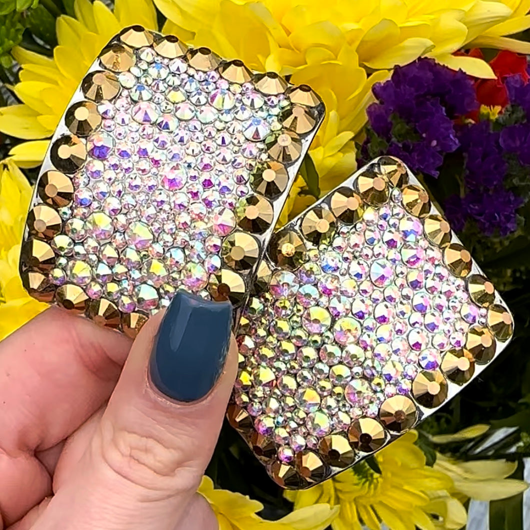 'Perfect Pair' Aurum Colour Crystal Chaos Heavy Buckles (Made With Rhinestone)