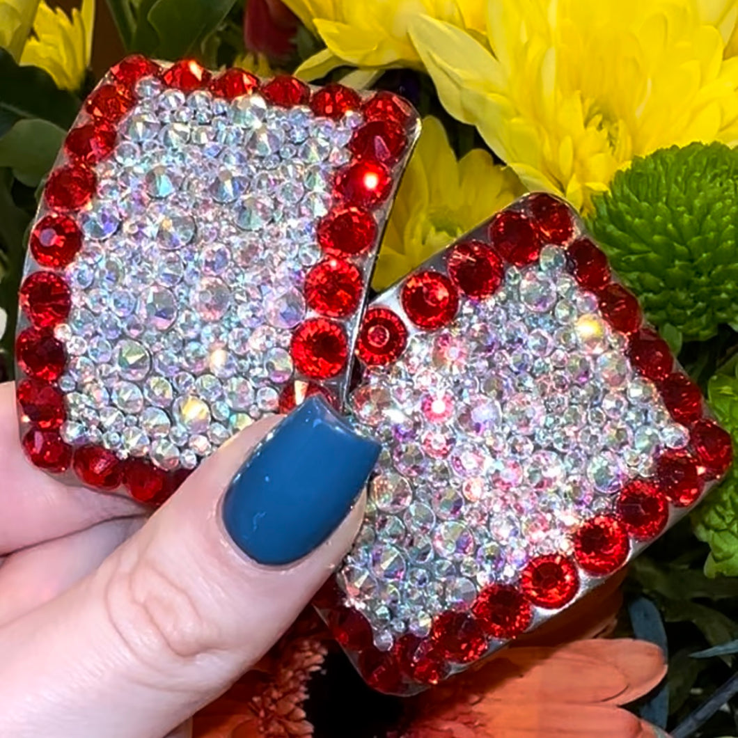 'Perfect Pair' Red Colour Crystal Chaos Heavy Buckles (Made With Rhinestone)