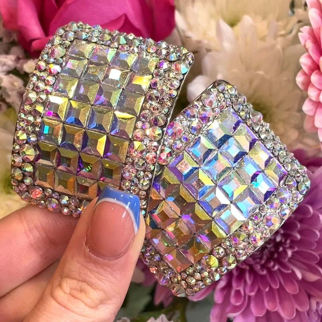 (READY TO SHIP) ‘Refined’ AB Crystal Chaos Heavy Buckles (Made With High Quality Rhinestones)