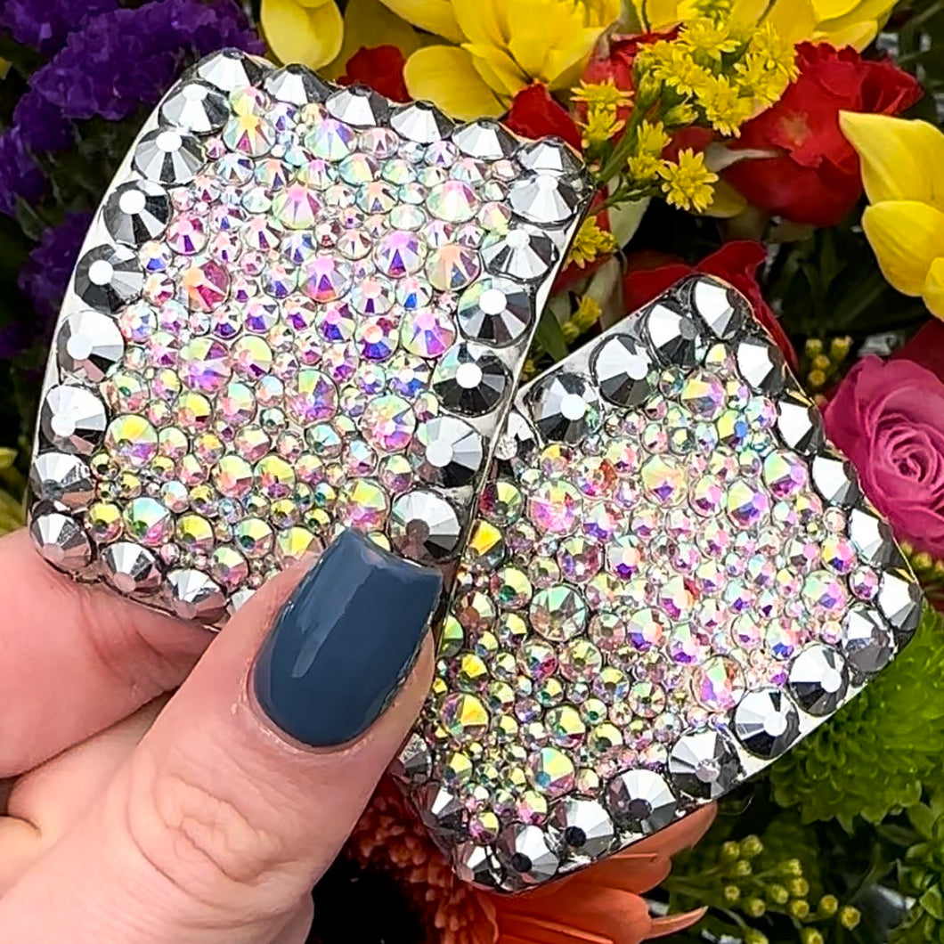 (READY TO SHIP) 'Perfect Pair' Chrome Colour Crystal Chaos Heavy Buckles (Made With Rhinestone)